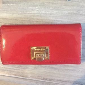 Red Patent Leather Michael Kors Wallet